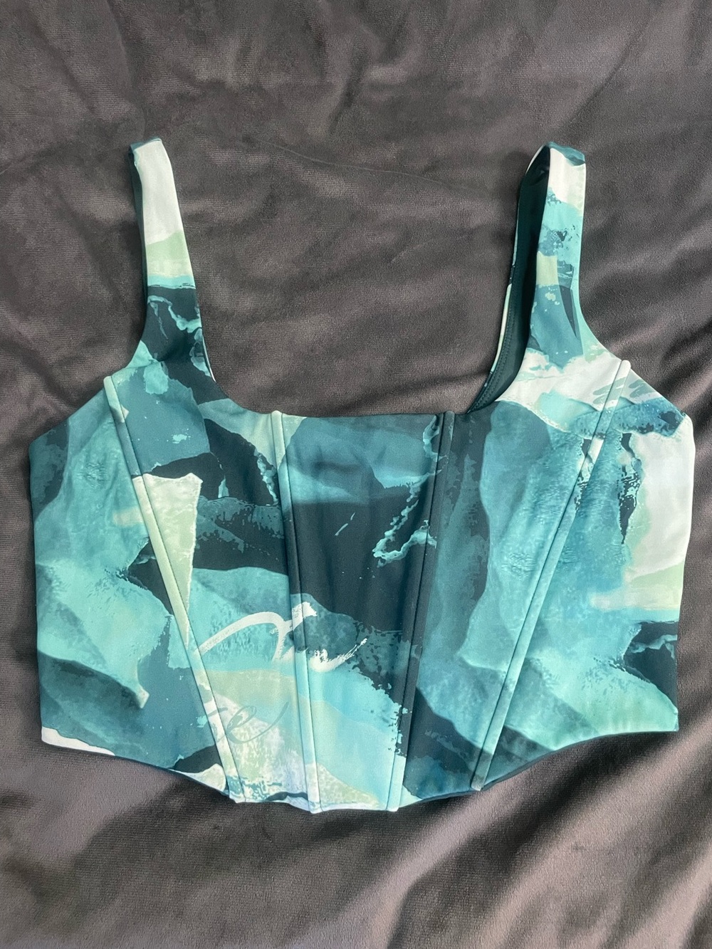 Forever 21 Abstract Teal Corset Top